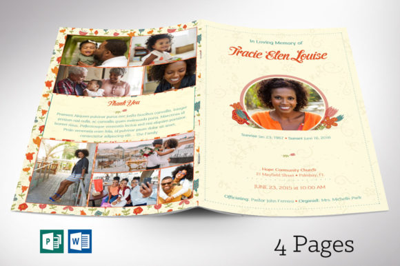 Download Floral Funeral Program Word Publisher - Premium Resources